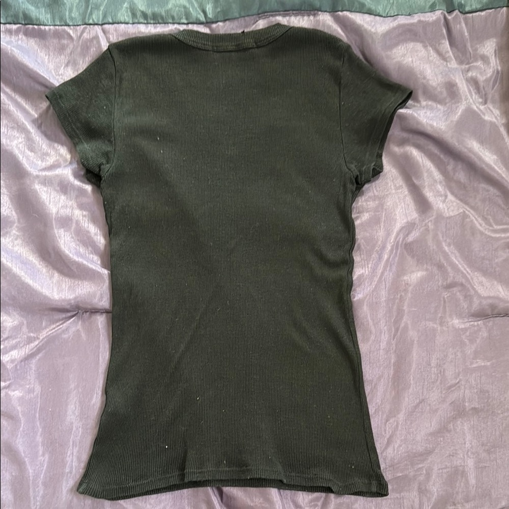 Michael Stars Womens Knit Short Sleeves V-Neck Stretch - Picture 2 of 7